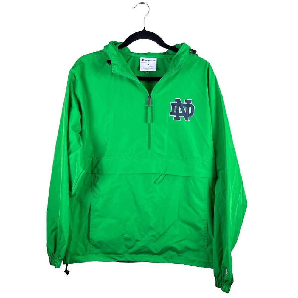 Champion Notre Dame Anorak Jacket Men's M Green Windbreaker Streetwear
